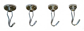 Neodymium Shallow Pot Magnets with a Swivel Hook
